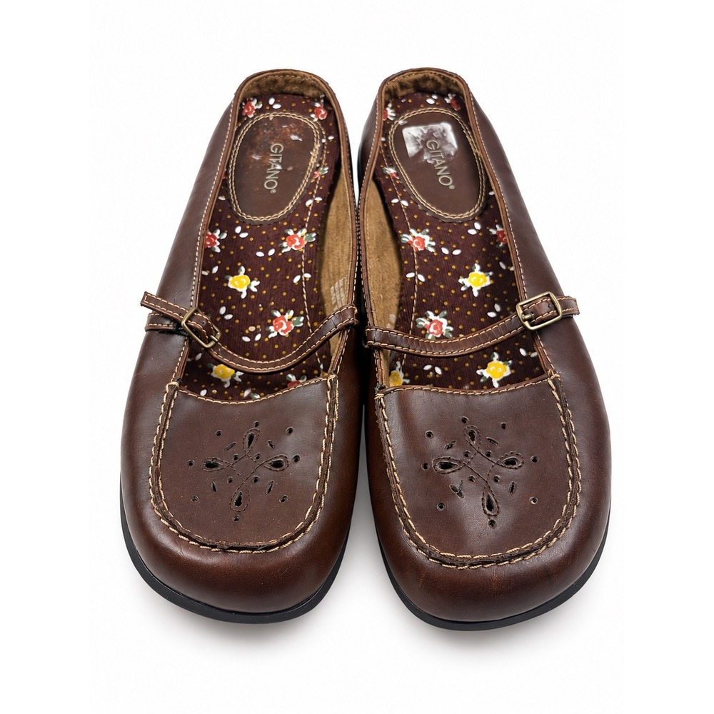 Gitano Vintage Y2K Brown Leather Retro Slip On Mules Women's Size 10